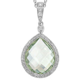 0.17ct Diamond & 4.60ct Green Amethyst 14k White Gold Pendant