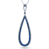 0.36ct Diamond & 1.08ct Blue Sapphire 14k White Gold Pendant