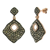 3.16ct 14k Rose Gold White & Champagne Diamond Earring