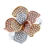 0.75ct 14k Three-tone Diamond Flower Ring