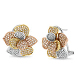 1.00ct 14k Three-tone Gold Diamond Flower Earring