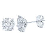0.67ct 14k White Gold Diamond Cluster Stud Earring