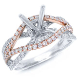0.68ct 14k Two-tone Rose Gold Diamond Semi-mount Ring