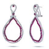 0.97ct Diamond & 3.09ct Ruby 14k White Gold Earring