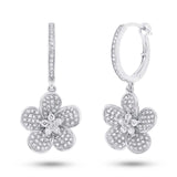 0.85ct 14k White Gold Diamond Flower Earring