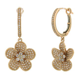 0.85ct 14k Rose Gold Diamond Flower Earring