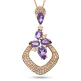 0.33ct Diamond & 1.10ct Amethyst 14k Rose Gold Pendant