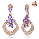 0.53ct Diamond & 1.58ct Amethyst 14k Rose Gold Earring
