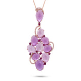 0.27ct Diamond & 25.93ct Amethyst & Pink Sapphire 14k Rose Gold Pendant