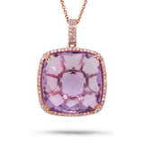 0.30ct Diamond & 17.69ct Amethyst 14k Rose Gold Pendant