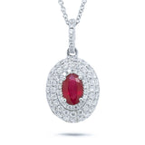 0.38ct Diamond & 0.50ct Ruby 14k White Gold Pendant