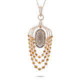0.80ct Diamond & 10.89ct Smokey Topaz & Yellow Sapphire 14k Rose Gold Pendant