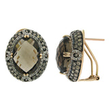 2.35ct White & Champagne Diamond & 14.73 Smokey Topaz 14k Rose Gold Earring