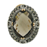 2.35ct White & Champagne Diamond & 14.73 Smokey Topaz 14k Rose Gold Earring