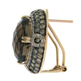 2.35ct White & Champagne Diamond & 14.73 Smokey Topaz 14k Rose Gold Earring