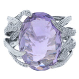 0.50ct Diamond & 11.93ct Amethyst 14k White Gold Ring