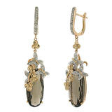 0.25ct Diamond & 14.24ct Smokey Topaz 14k Two-tone Rose Gold Earring