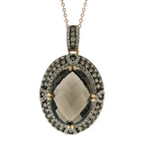 1.70ct White & Champagne Diamond & 11.85ct Smokey Topaz 14k Rose Gold Pendant