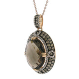 1.70ct White & Champagne Diamond & 11.85ct Smokey Topaz 14k Rose Gold Pendant