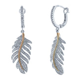 0.55ct 14k Two-tone R/g Diamond Feather Earring