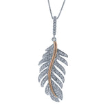 0.35ct 14k Two-tone R/g Diamond Feather Pendant