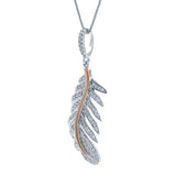 0.35ct 14k Two-tone R/g Diamond Feather Pendant