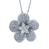 0.55ct 14k White Gold Diamond Flower Pendant