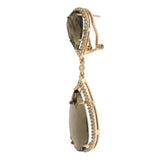 0.90ct Diamond & 19.92ct Smokey Topaz 14k Rose Gold Earring