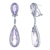 0.90ct Diamond & 18.81ct Amethyst 14k White Gold Earring