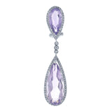 0.90ct Diamond & 18.81ct Amethyst 14k White Gold Earring