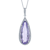 0.30ct Diamond & 7.38ct Amethyst 14k White Gold Pendant