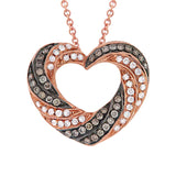 0.38ct 14k Rose Gold White & Champagne Diamond Heart Necklace