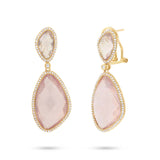 0.62ct Diamond & 29.07ct Rose Quartz 14k Yellow Gold Earring