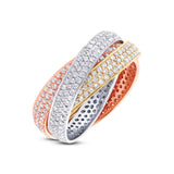 1.63ct 14k Three-tone Gold Diamond Eternity Ring 3-pc Size 5.75
