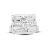 0.96ct 14k White Gold Diamond Trio Set Cluster