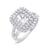 1.00ct 14k White Gold Diamond Semi-mount Ring for 7x5mm Center