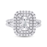 1.00ct 14k White Gold Diamond Semi-mount Ring for 7x5mm Center