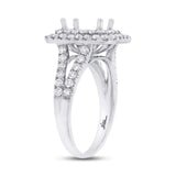 1.00ct 14k White Gold Diamond Semi-mount Ring for 7x5mm Center