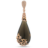 0.63ct Diamond & 40.31ct Smokey Topaz 14k Rose Gold Pendant