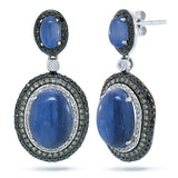 1.09ct White, Champagne & Black Diamond & 10.49ct Kyanite 14k White Gold Earring