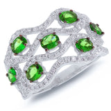 0.57ct Diamond & 1.11ct Green Garnet 14k White Gold Ring