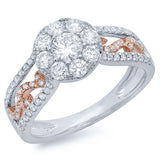 1.07ct 14k Two-tone Rose Gold Diamond Cluster Engagement Ring