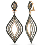 5.48ct 14k Rose Gold White, Champagne & Black Diamond Earring