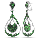 1.00ct Diamond & 6.51ct Green Garnet 14k White Gold Earring