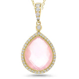 0.17ct Diamond & 4.61ct Rose Quartz 14k Yellow Gold Pendant