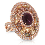 3.87ct White & Fancy Color Diamond & 2.31ct Tourmaline 18k Rose Gold Ring