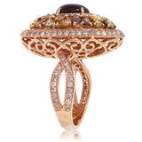 3.87ct White & Fancy Color Diamond & 2.31ct Tourmaline 18k Rose Gold Ring