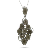 0.72ct White & Champagne Diamond & 23.30ct Smokey Topaz 14k White Gold Pendant