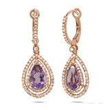 0.76ct Diamond & 2.29ct Amethyst 14k Rose Gold Earring