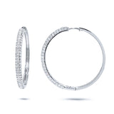 3.50ct 14k White Gold Diamond Hoop Pave Earring